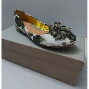 Bacio 61 Ballet Flats Womens Sz 7 Gray Green Tone Leather Tassel Slip On Jungle
